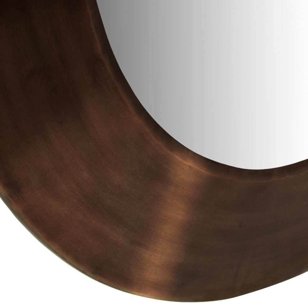 Sphere Iron Frame Mirror, Brown, 24" W x 2" D x 24" H