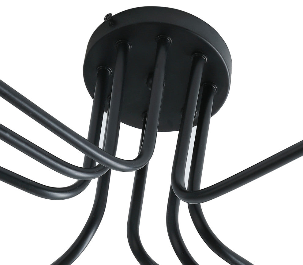 Modern Sputnik Design Semi Flush Mount Ceiling Light, Black