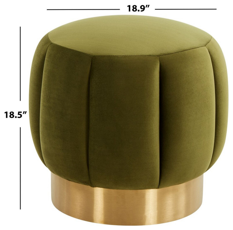 Safavieh Couture Maxine Channel Tufted Otttoman, Olive Green