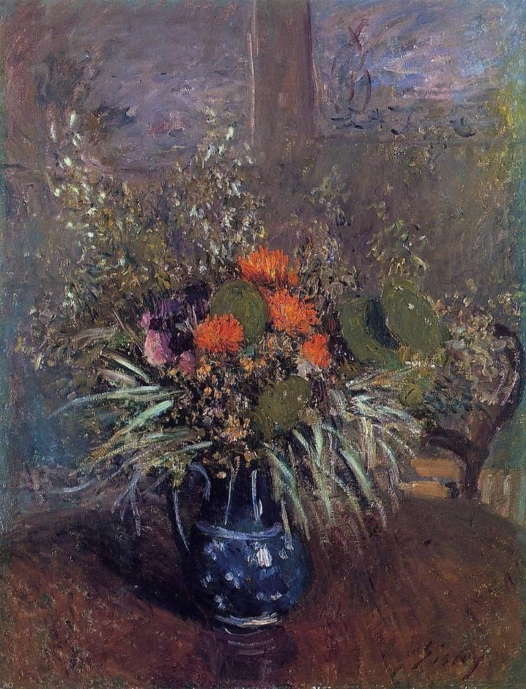 Alfred Sisley Bouquet of Flowers Premium Canvas Print