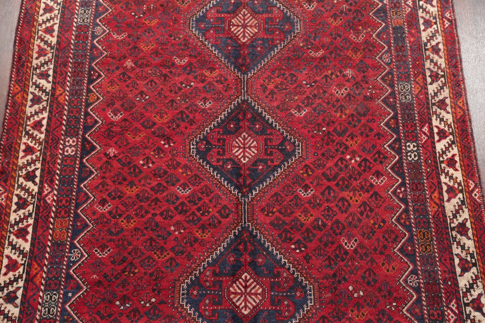 Consigned, Antique Oriental Traditional Hand Made Persian Area Rug, Red, 7x10