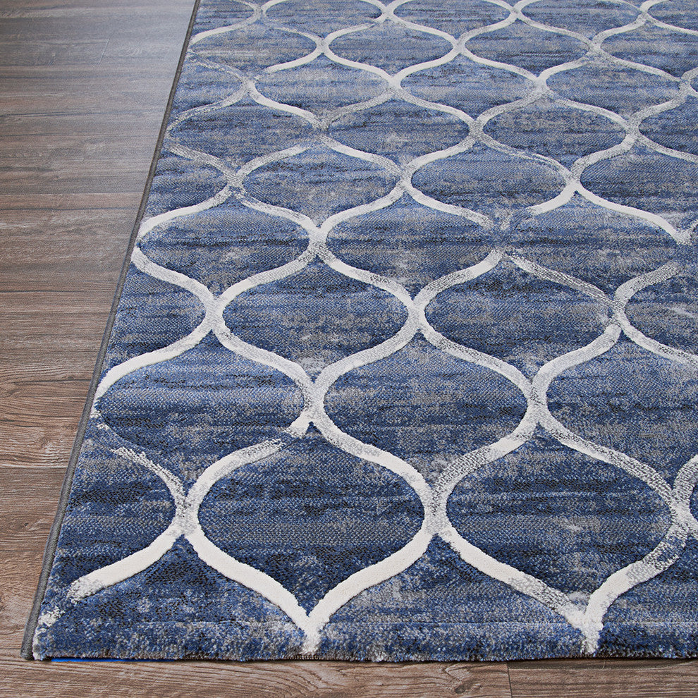 Couristan Easton Ogee Area Rug, Dusk Blue, 5'3" X 7'6"