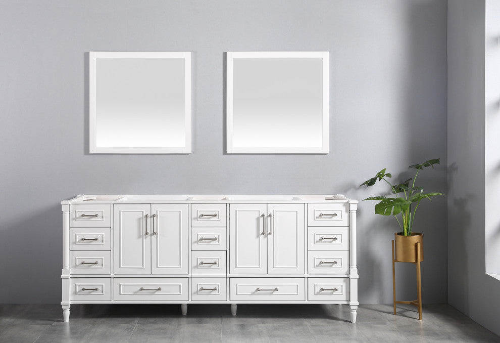 Aberdeen Bathroom Vanity, White, 84", Cabinet Only