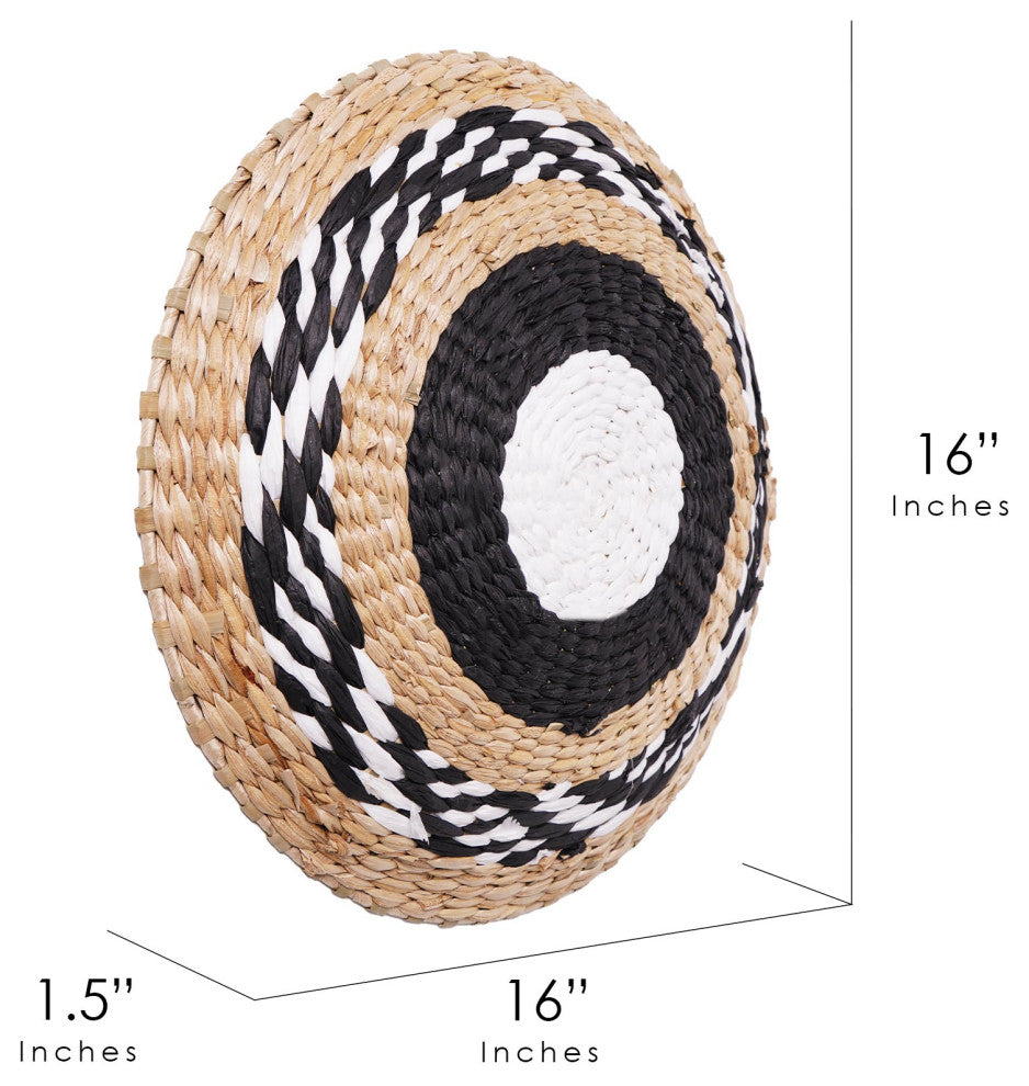 American Art Decor Woven Seaweed Hanging Wall Basket- Black, Natural, White