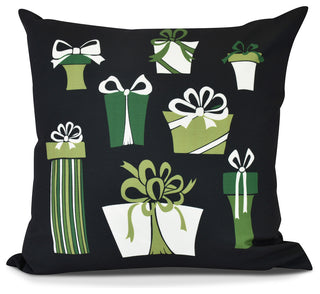 Present Time, Geometric Print Outdoor Pillow, Black, 20" x 20"