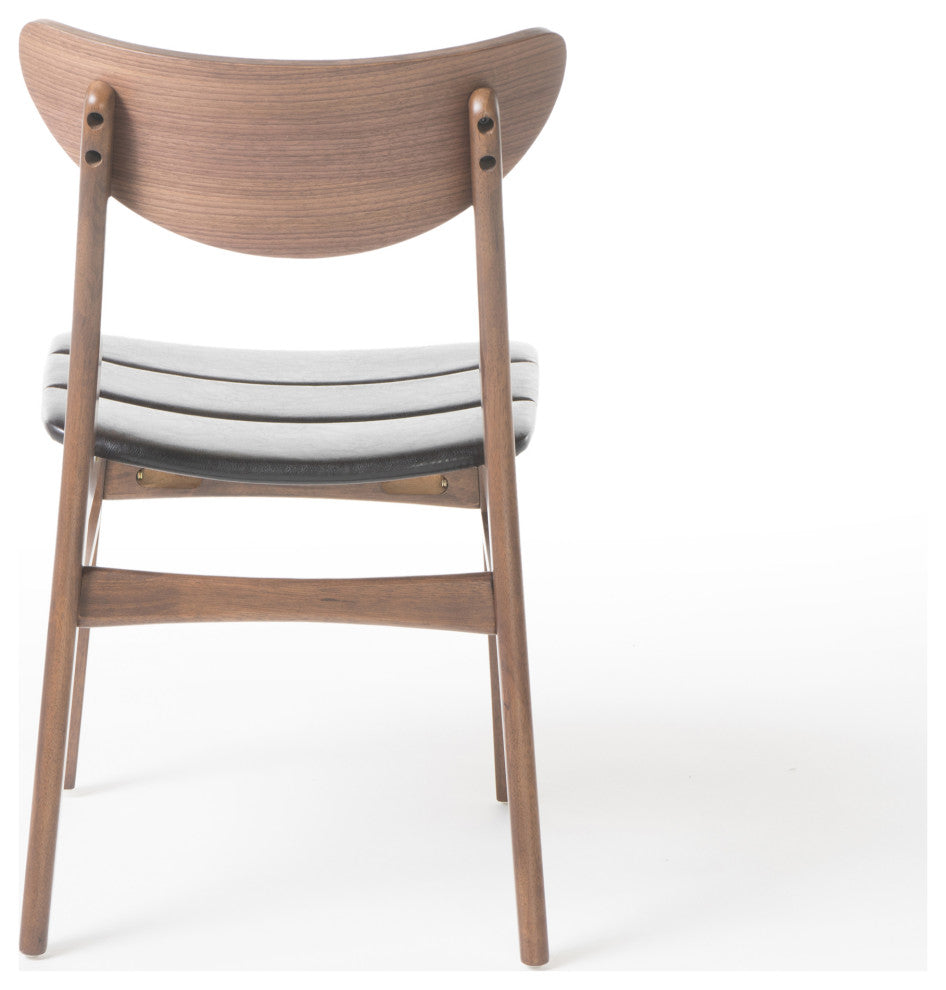 GDF Studio 5-Piece Adelade Brown Leather Wood Curved Leg Dining Set