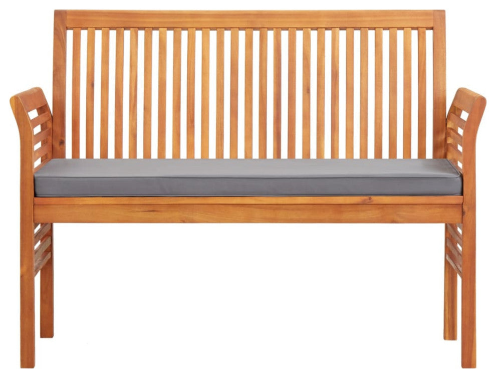 vidaXL 2-Seater Garden Bench With Cushion 47.2" Solid Acacia Wood