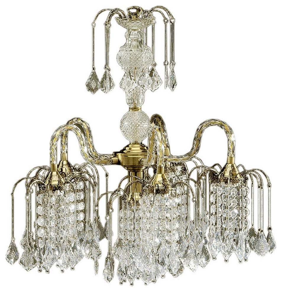 Two Tier Crystal and Brass Hanging Chandelier Light