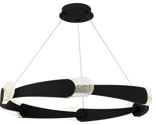 Quoizel PCSAF2834 Saffron 34"W LED Abstract Ring Chandelier - Matte Black
