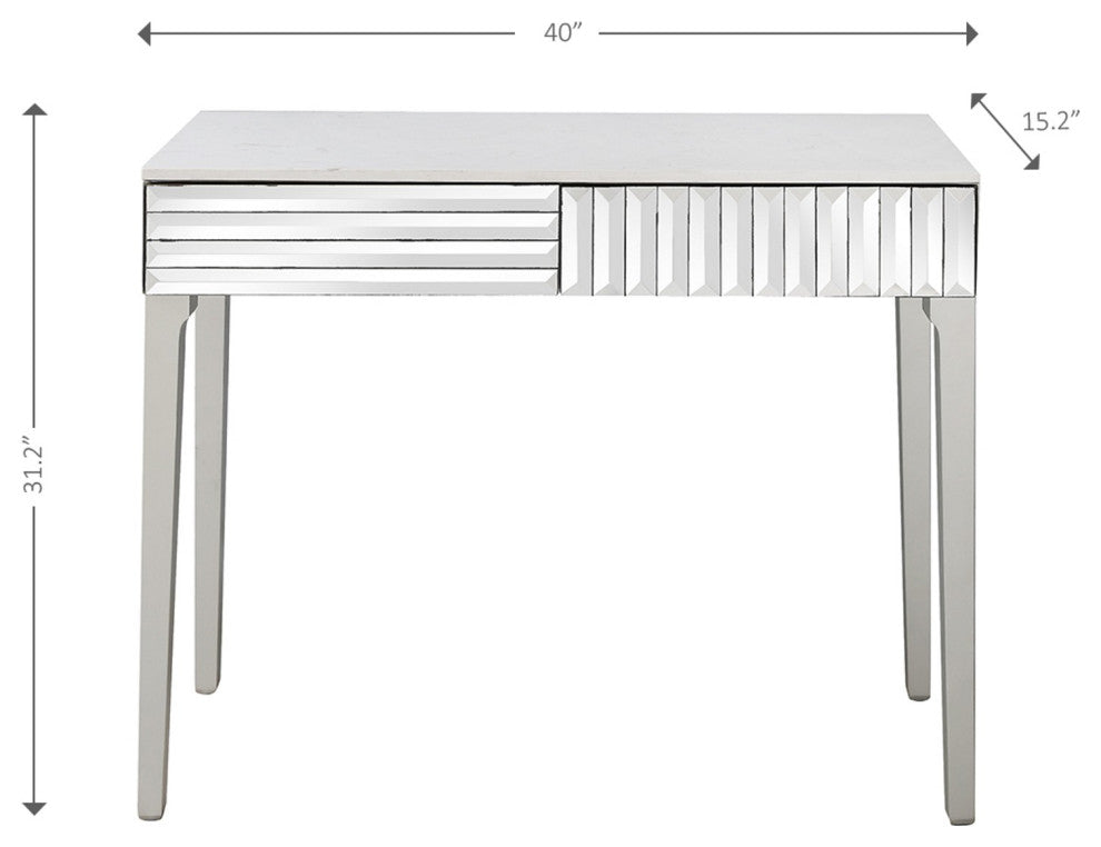 Antiqued Silver Finish Mirror Console Table