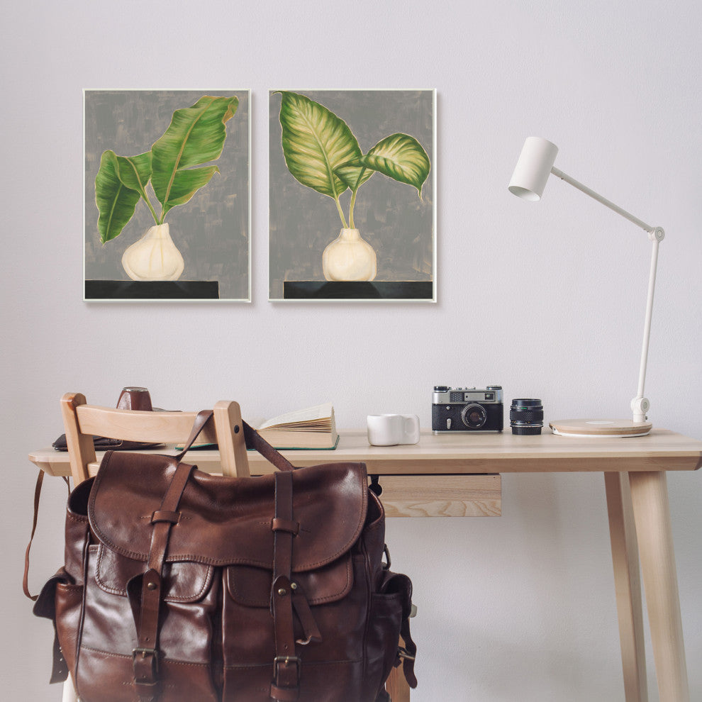 Large Palm Leaf Potted Plants Interior Still Life,13 x 19