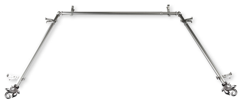 Giles 13/16" Bay Window Curtain Rod, Satin Nickel