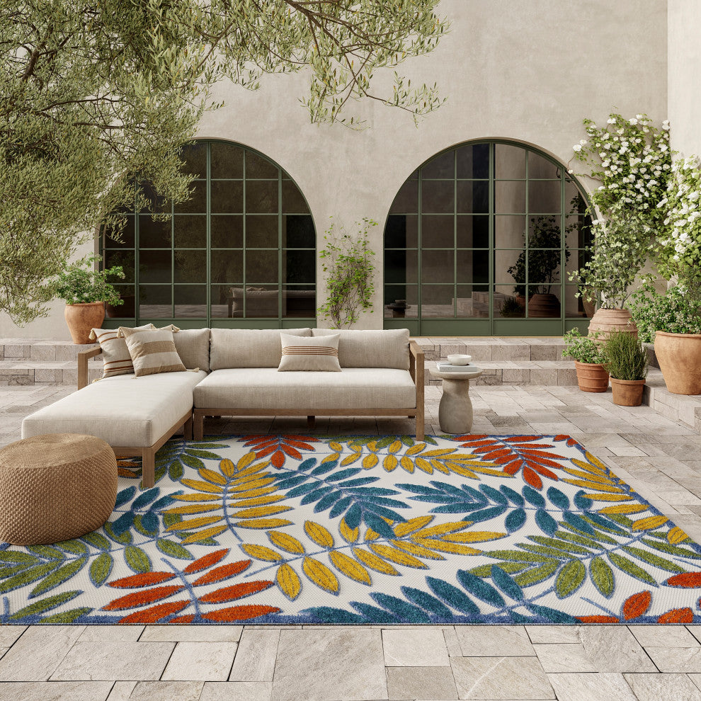 Nourison Aloha 7'10" x 10'6" Ivory/Multi Tropical Rug
