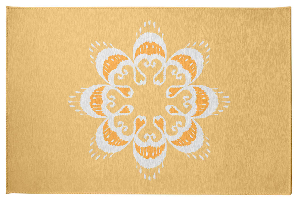 Ikat Mandala Chenille Rug, Sunshine Yellow, 2'x3'
