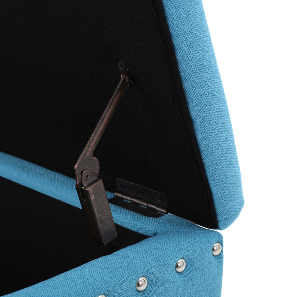 GDF Studio Evvy Fabric Storage Ottoman, Teal