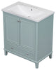TATEUS 30" Green Bathroom Vanity with Sink - Modern Design, Functional Storage