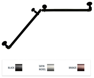 1" Blackout Corner Curtain Rod, Black, 48-84