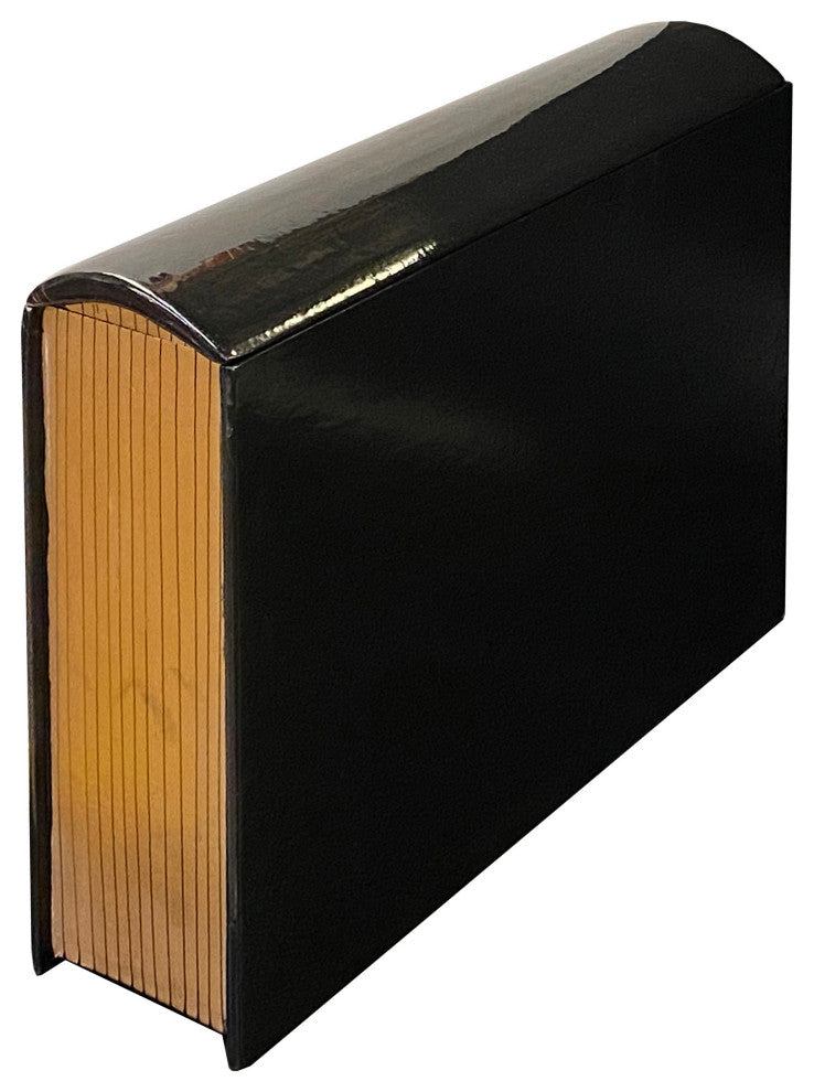 Black Lacquer Golden Side Book Shape Storage Box Accent Hws2627
