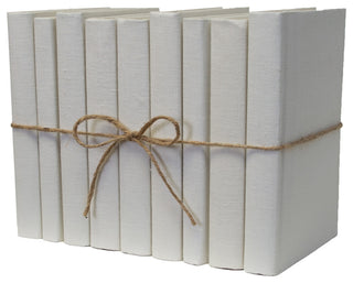 Decorative Books - Sand Linen Wrapped Book Bundle - 1 foot of Off White Books