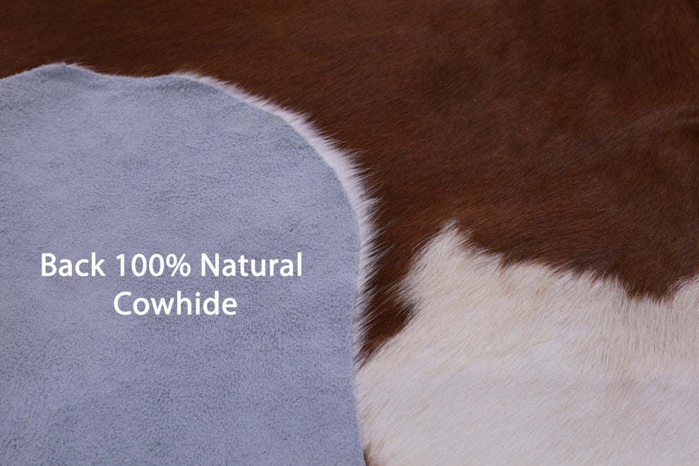 Brown and White Natural Cowhide Rug 7' 6" X 5' 10" C2324