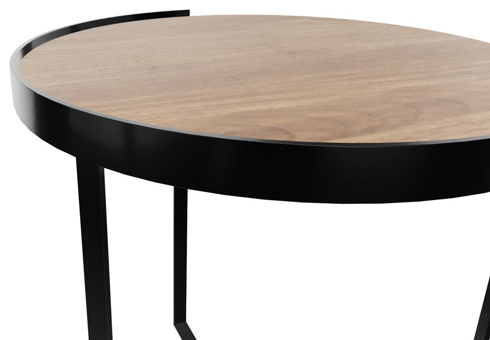20" Contempo Brown and Black Round Wood Tri Leg End Table