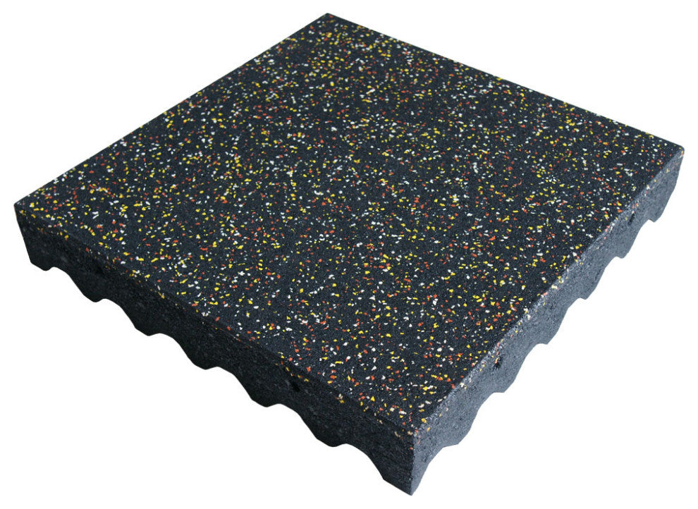 Eco-Safety Interlocking Tiles 3", Yellow/Red/White Speckled, 2-Pk