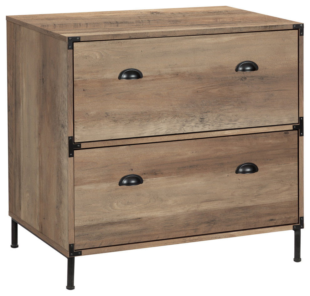 Brunei 31'' Wide 2 Drawer Wood Grain Farmhouse Lateral File Cabinet, Rustic Oak