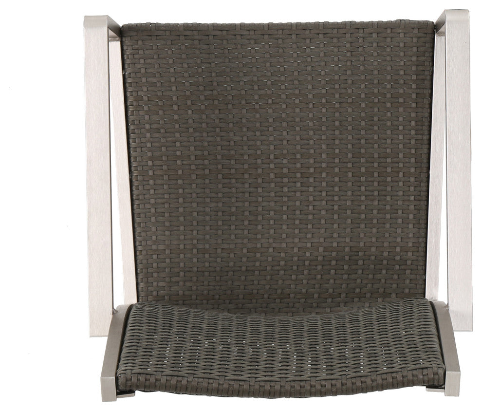 GDF Studio Coral Bay Outdoor Wicker Dining Chairs With Aluminum Frame, Set of 2