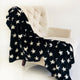 Plutus Black and White Stars Soft Handmade Luxury Throw, Blanket 96l X 110w Quee