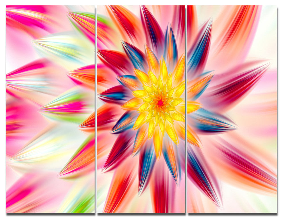Pink Dancing Flower Petals, Floral Triptych Canvas Art Print, 36x28, 3