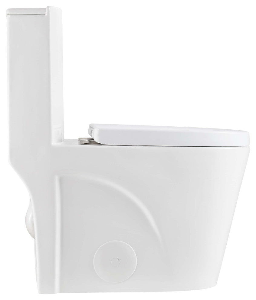 Fine Fixtures Dual-Flush Elongated One-Piece Toilet With High Efficiency Flush, White High Gloss