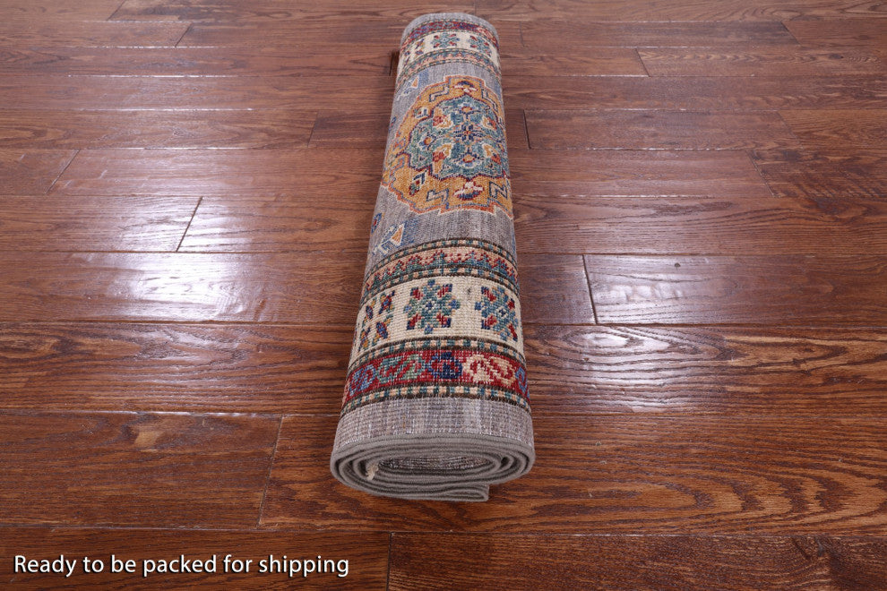 2' 9" X 10' 5" Runner Super Kazak Handmade Wool Rug Q9818