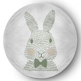 5' Round Monochrome Bunny Easter Chenille Indoor/Outdoor Rug