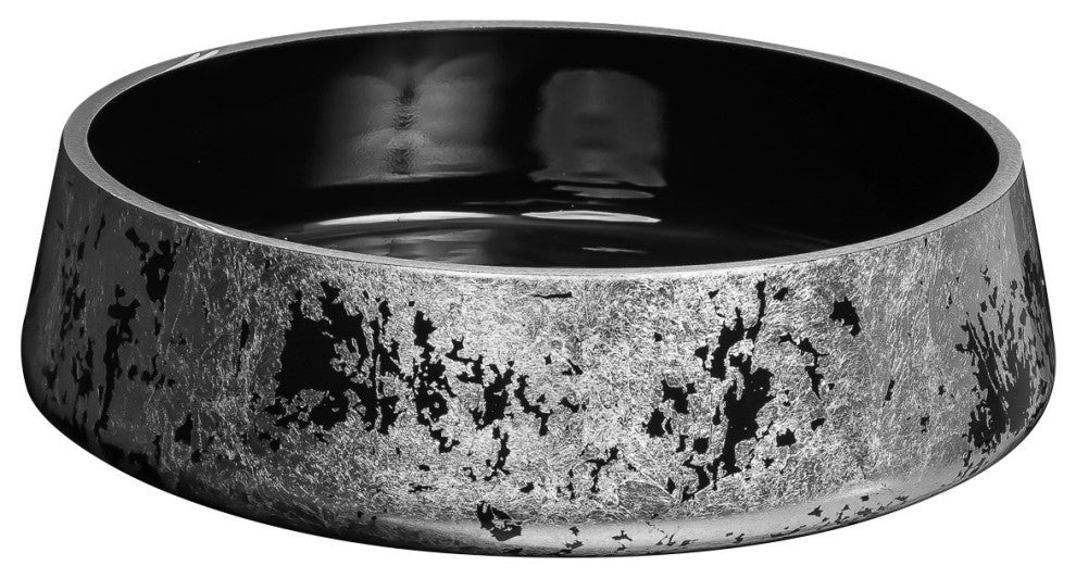 Exte Luxe Bathroom Vessel Sink, Black and Silver