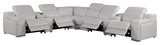 Marco-8-Piece, 4-Power Reclining Italian Leather Sectional, Light Gray