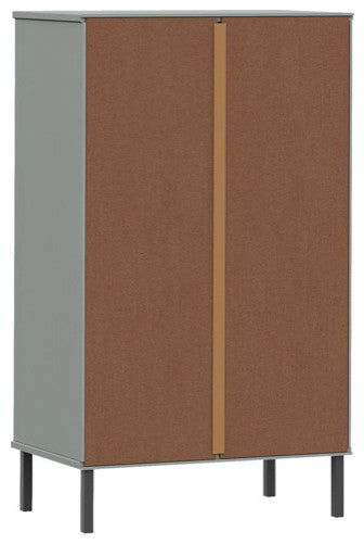 vidaXL Shoe Cabinet Hidden Shoe Organizer with Metal Legs Gray Solid Pine Wood
