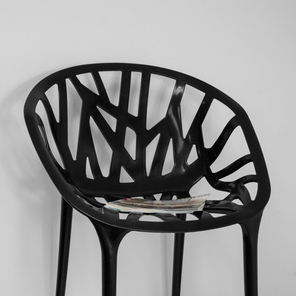 Mod Made Branch Modern Plastic Dining Side Chair, Set of 2, Black