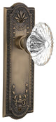 Meadows Plate Passage Oval Fluted Crystal Glass Knob, Antique Brass