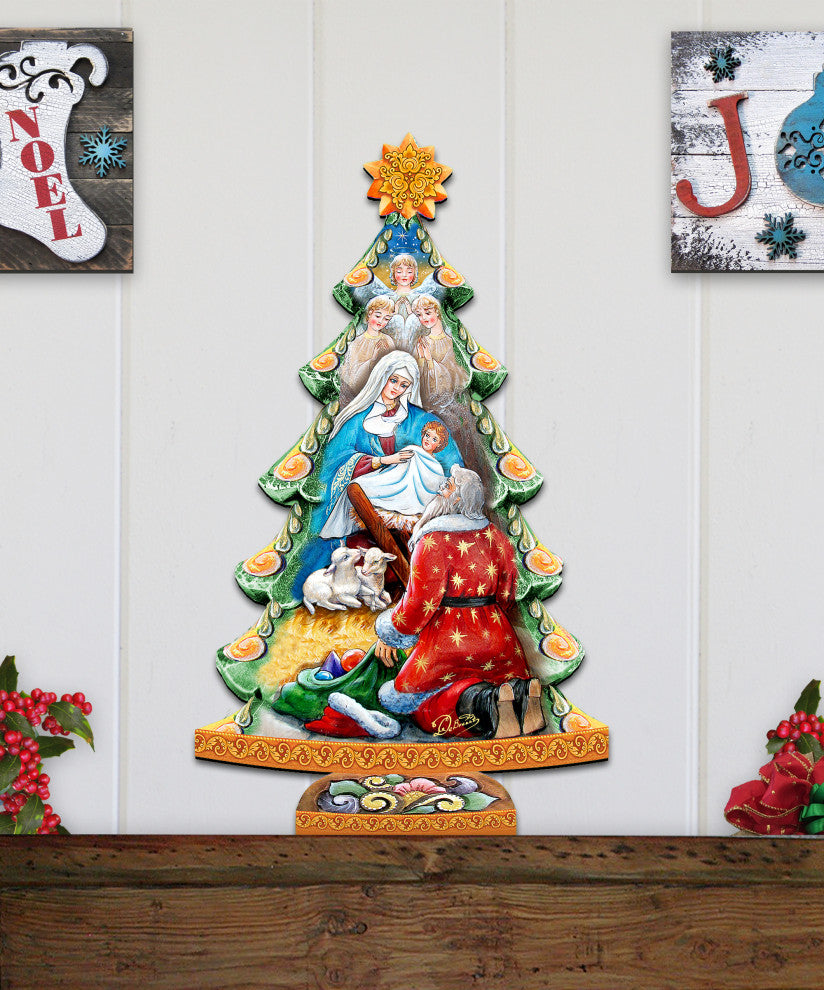 Adoration Nativity Tree Wooded