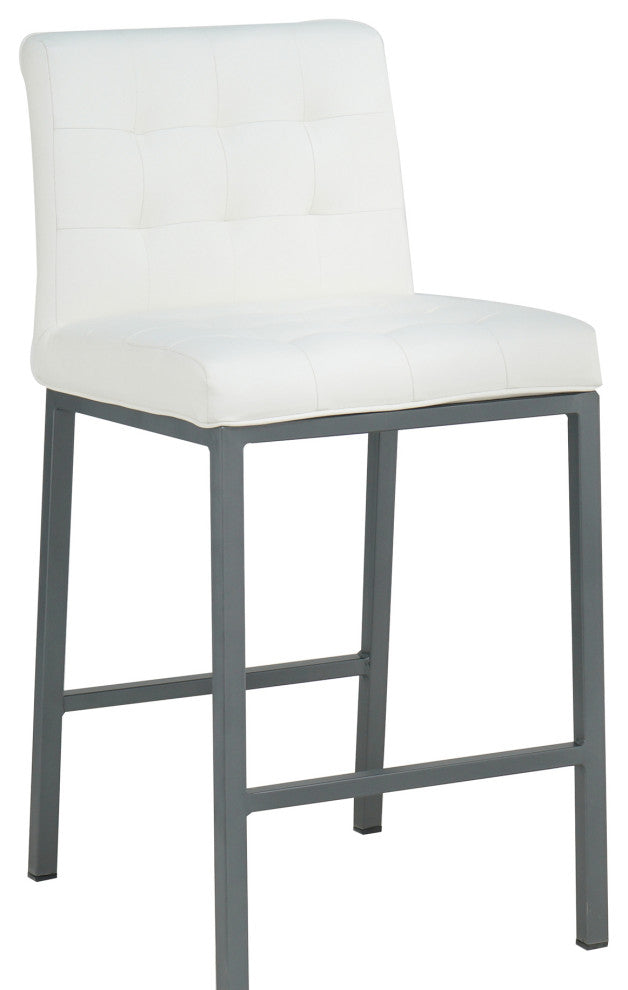 2-set Foam Modern Design Dining Chair, Metal Legs, White Pu
