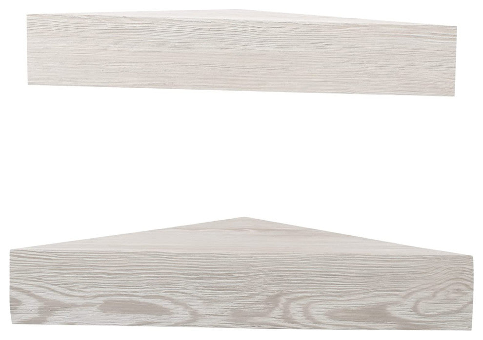 Set of Two Chunky Floating Triangle Corner Shelves, 11.8" x 11.8"? x 2.8"