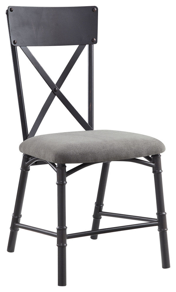 ACME Edina Side Chair, Set of 2, Gray With Oak and Sandy Black Finish