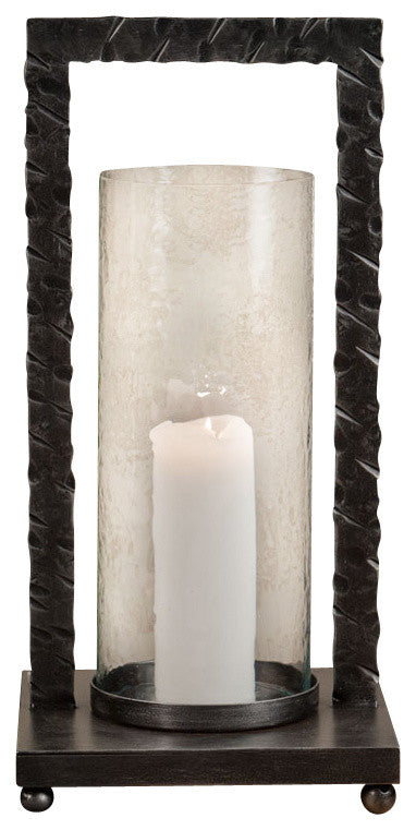 Rectangular Hurricane, Pewter Finish
