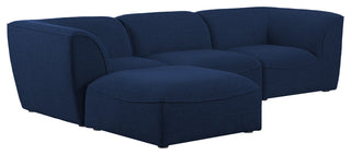 Miramar Linen Textured Fabric  4-Piece Modular L-Shaped Sectional, Navy