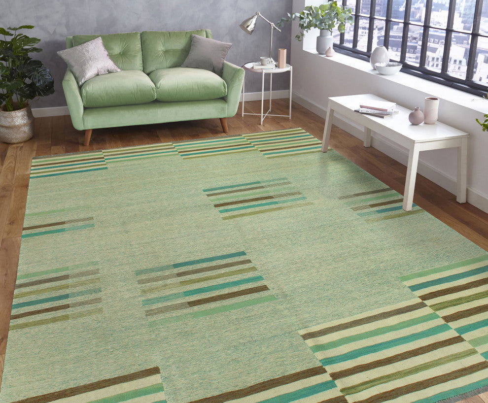 Winchester Kilim Habibeh Blue/Ivory Rug, 8'11x11'9