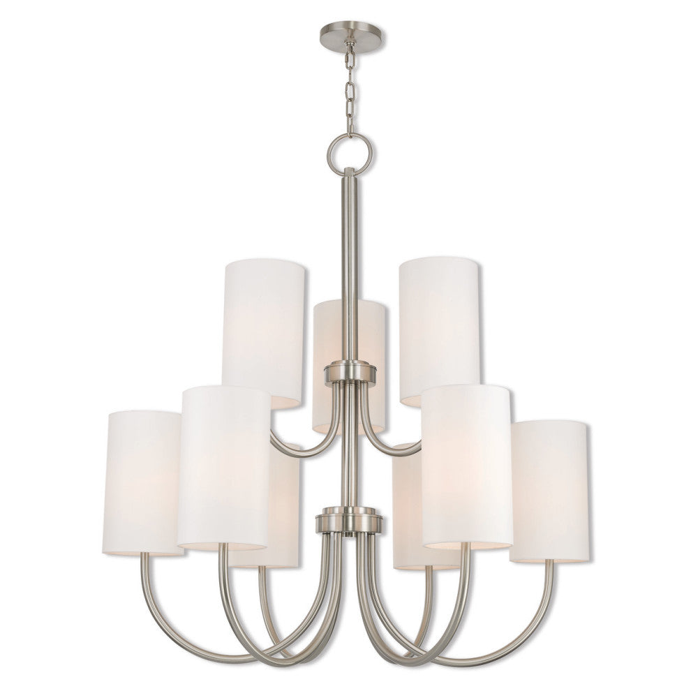 Livex 41168-91 9-Light Foyer Chandelier, Brushed Nickel