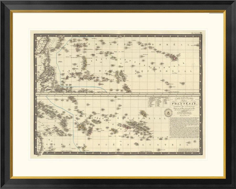 "Polynesia, 1827" Framed Digital Print by Adrien Hubert Brue, 40x32"