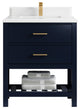 Parker 30 Single Sink Bath Vanity in Navy Blue  1.5" White Quartz