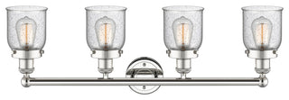 Small Bell 4-Light 34" Bath Vanity Light, Polished Nickel Finish, Seedy Shade