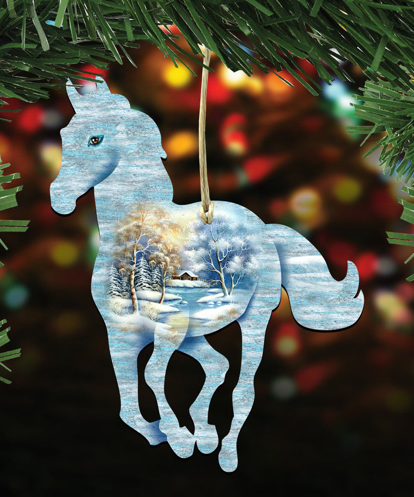 Running Pony Scenic Ornament, Set of 3